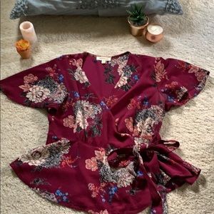 Floral wrap top